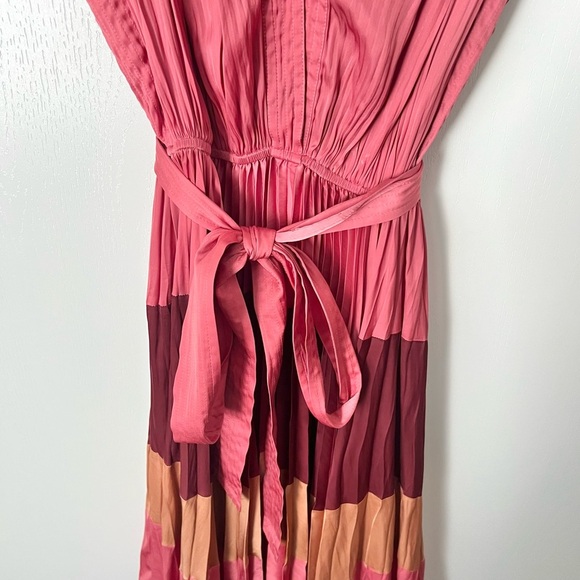 ULLA JOHNSON Marsha Pleated Japanese Satin Midi Dress in Cerise Sz 10 - Picture 5 of 9